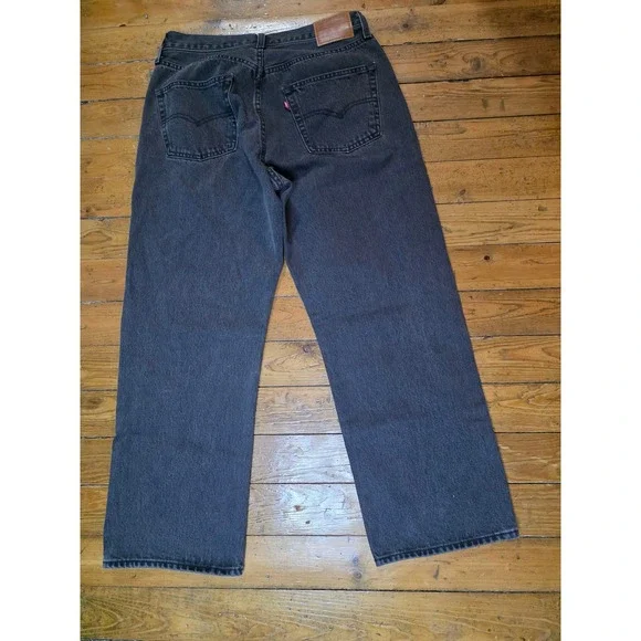 Levis Premium 501 90s Straight Leg Jeans Washed Black W30 L27 Button Fly - Picture 2 of 6